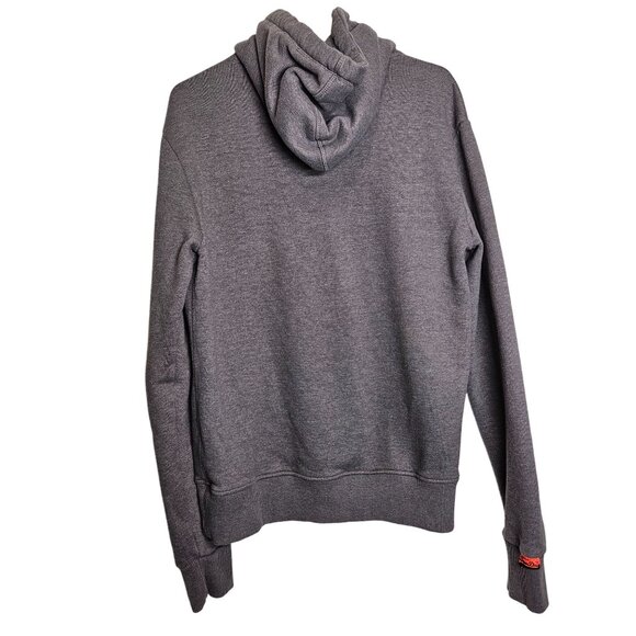 Superdry Vintage Gray Hoodie Red White Logo Drawstring Hood Kangaroo Mens L - Picture 2 of 7